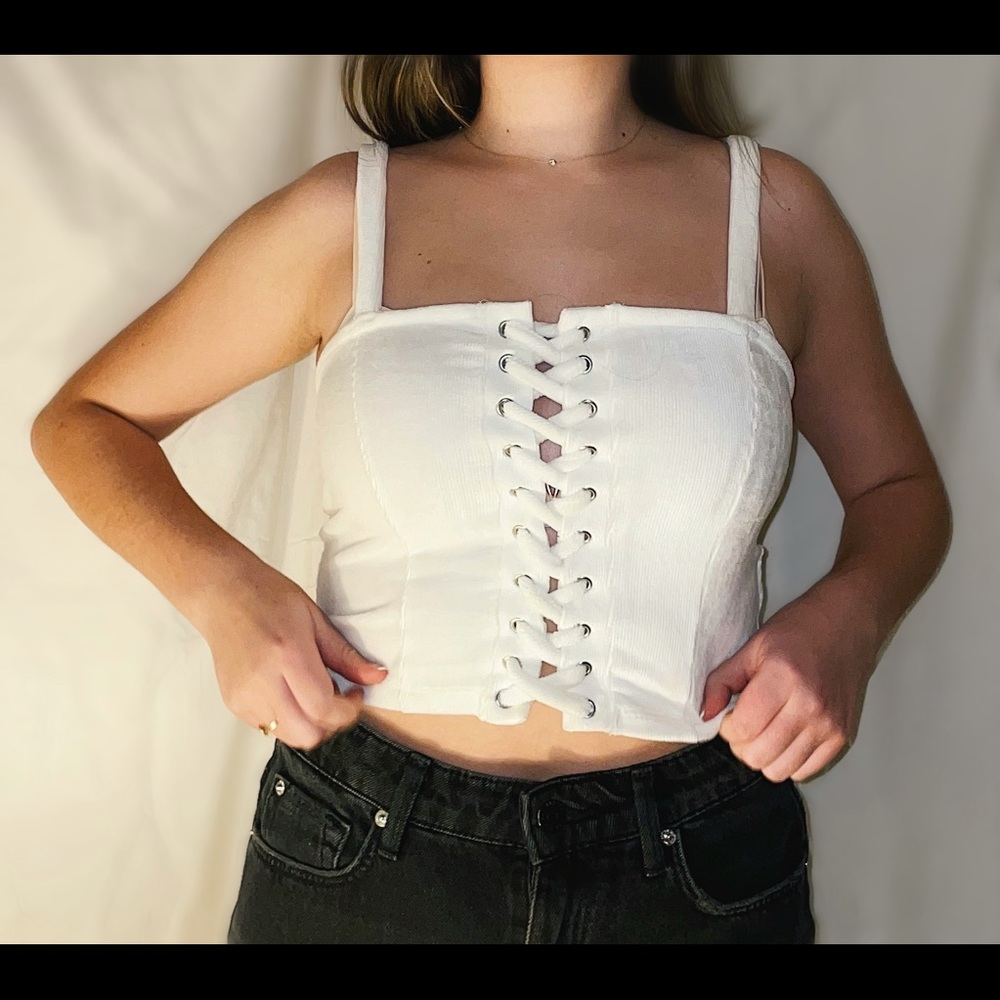 Forever 21 White Corset Bustier Crop Top